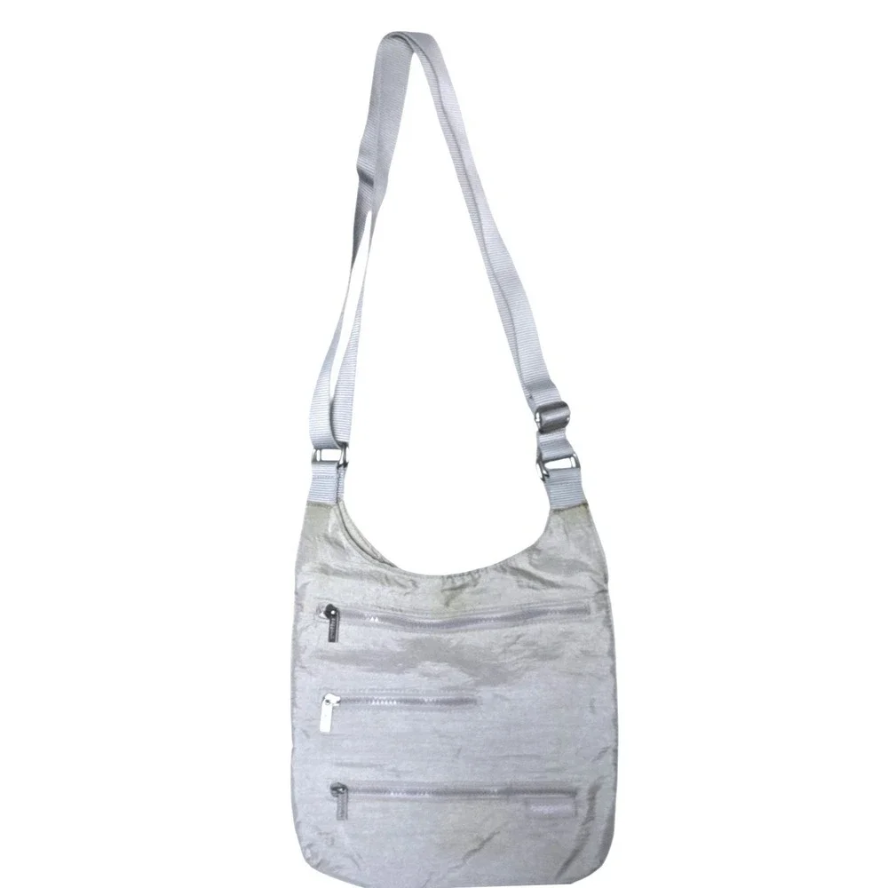 Baggallini Out and About Crossbody Bag‎ Purse Grey 10x11 Organizer Travel Pocket